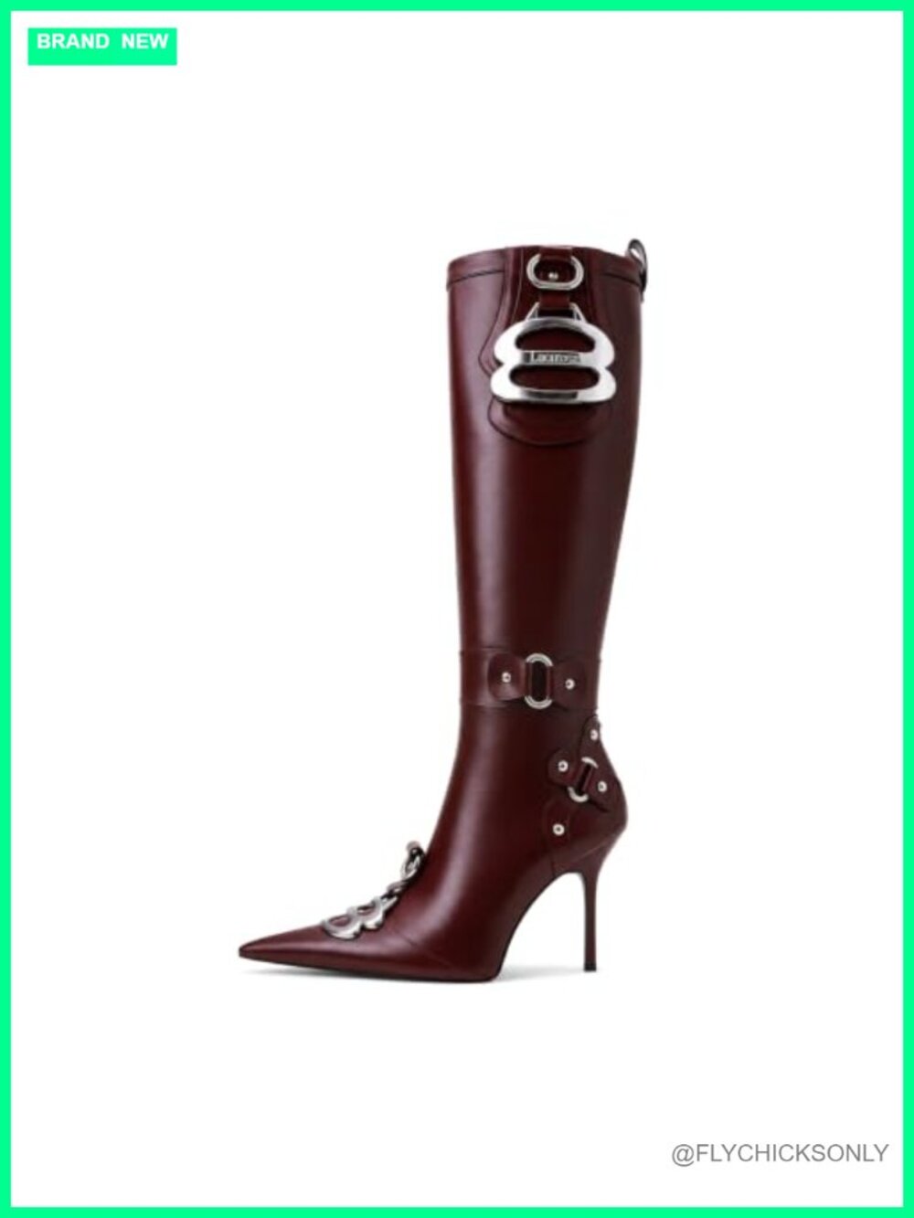 Knee High Faux Leather Crocodile Embossed Stiletto Pointed Boots